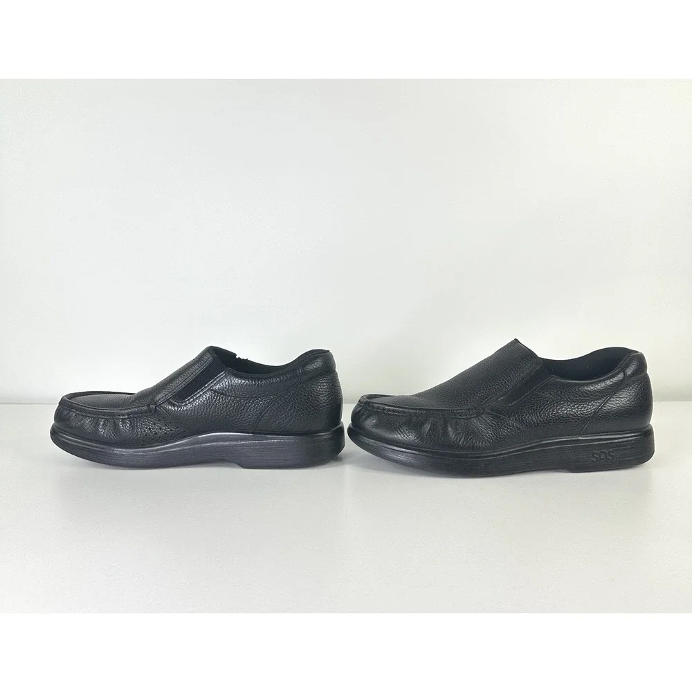 SAS‎ Side Gore Black Leather Slip-On Shoes Comfort Loafer Made USA Men's 10.5 S